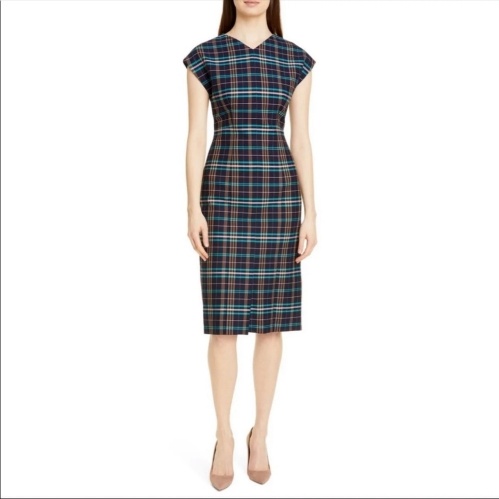 New BOSS HUGO BOSS Daela Plaid Slit Dress NWOT